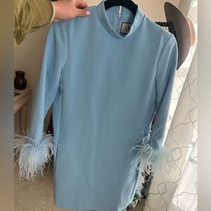 Light Blue Tuckernuck Feather Cuff Shift Dress